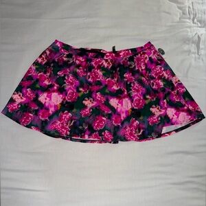 Torrid Pink and Black Floral High Rise Swim Skater Skirt